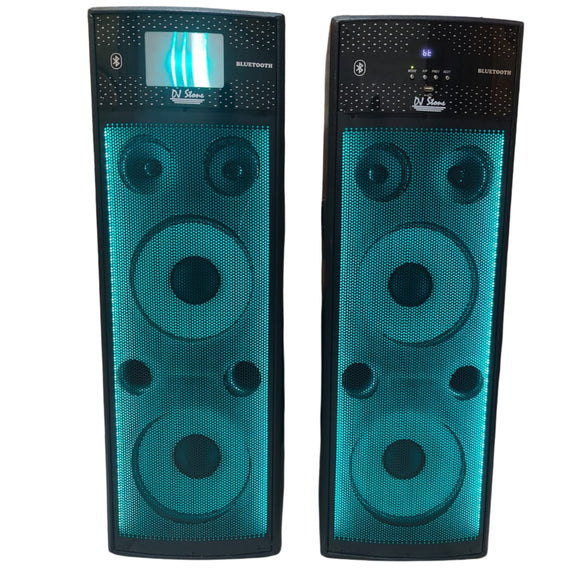 DJ STONE DJ1010 Fire Light Ver1.1 Multimedia Mini DJ Party Bluetooth Tower Speaker. Karaoke Compatible | BT | USB | AUX. Thumping bass. Best for Singing Practice with MIC Volume & ECO Control