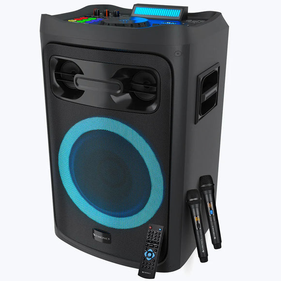 ZEBRONICS New Launch Riser Party DJ Speaker, 210W, Instant Karaoke Maker, Dual Wireless UHF Mic, Dual Bluetooth & USB, AUX, HDMI ARC, Guitar Input, TWS, Powerful 25.4cm Drive, Bass Booster